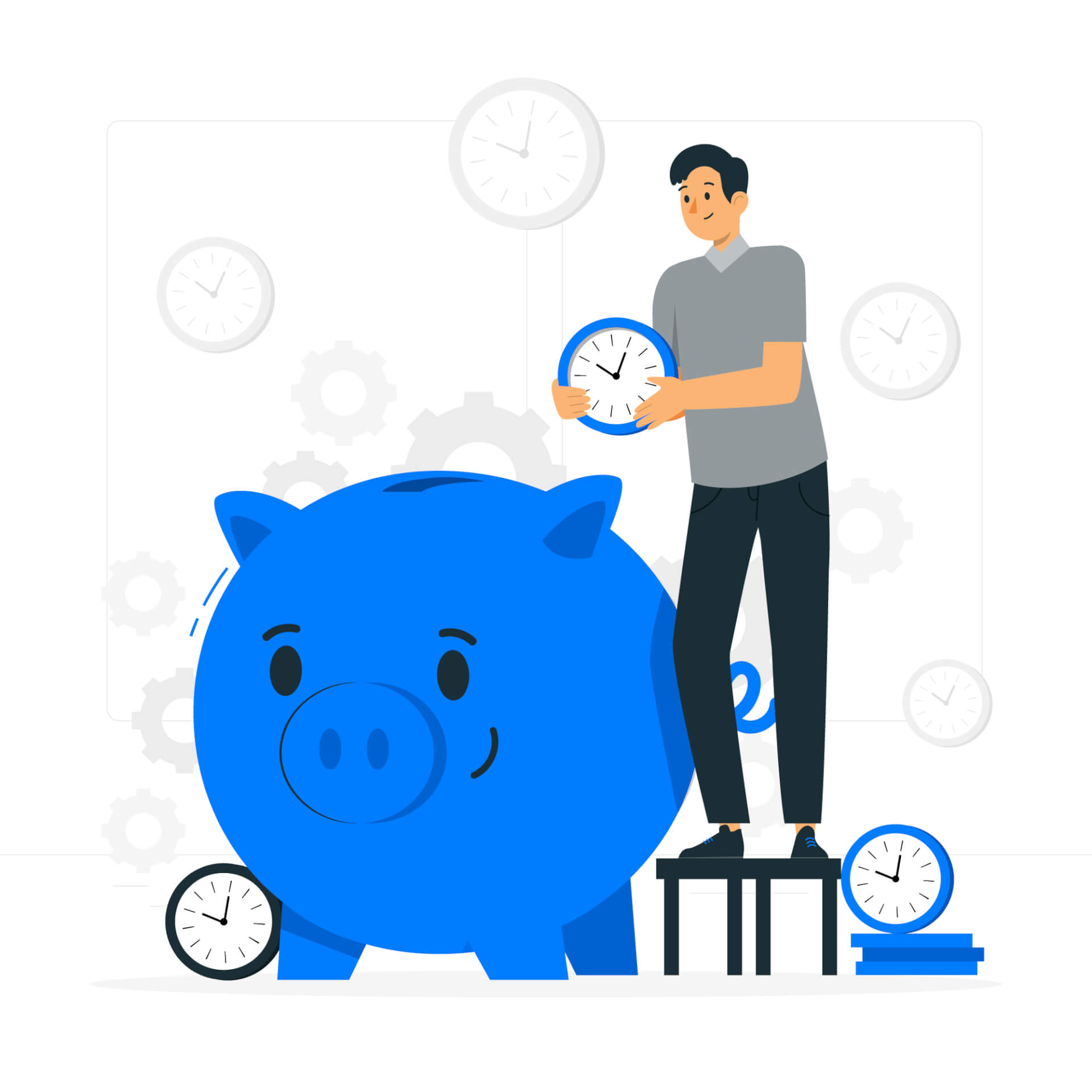 Abstrakte Darstellung eines Mannes und einer Frau diskutieren Statistiken auf Flipchart