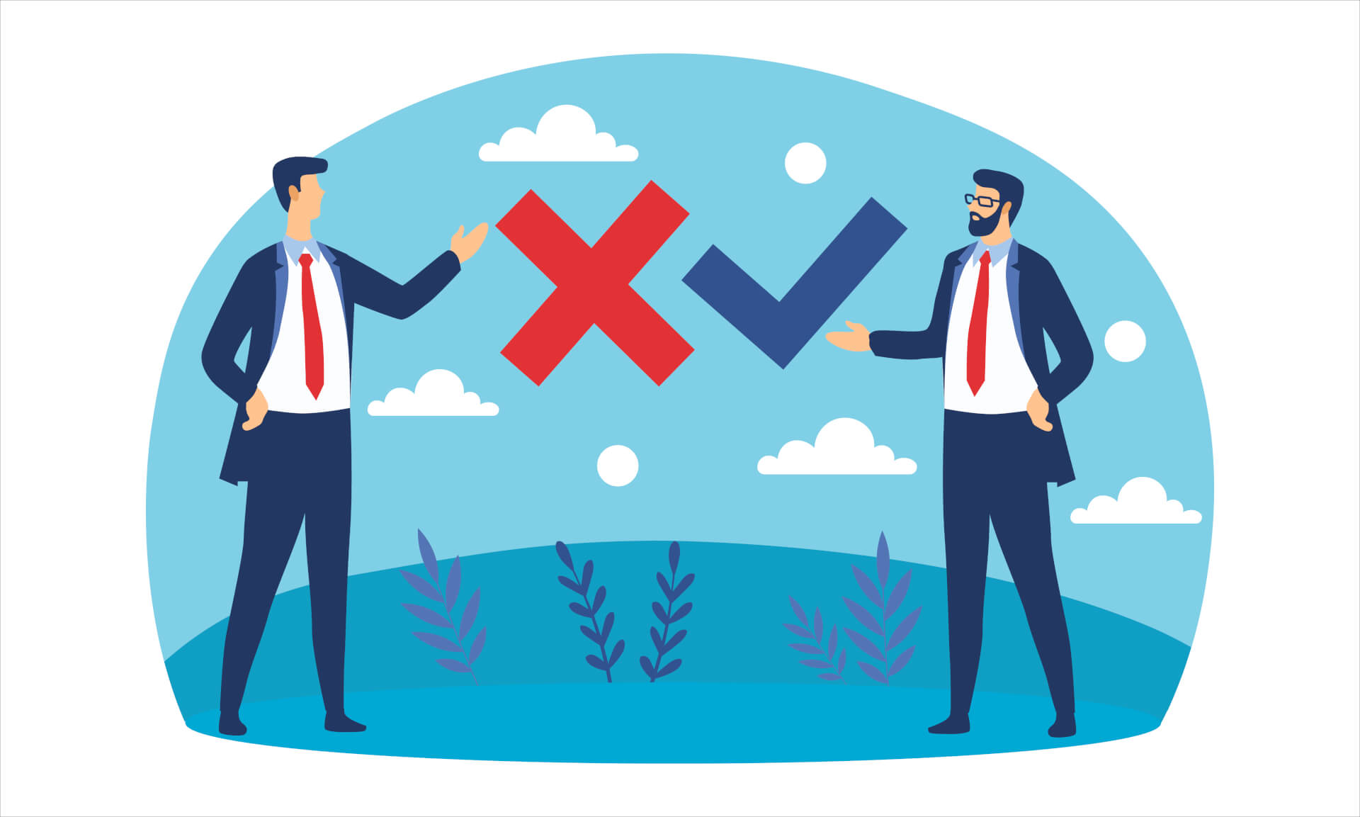 Illustrationof two business men standing next to each other