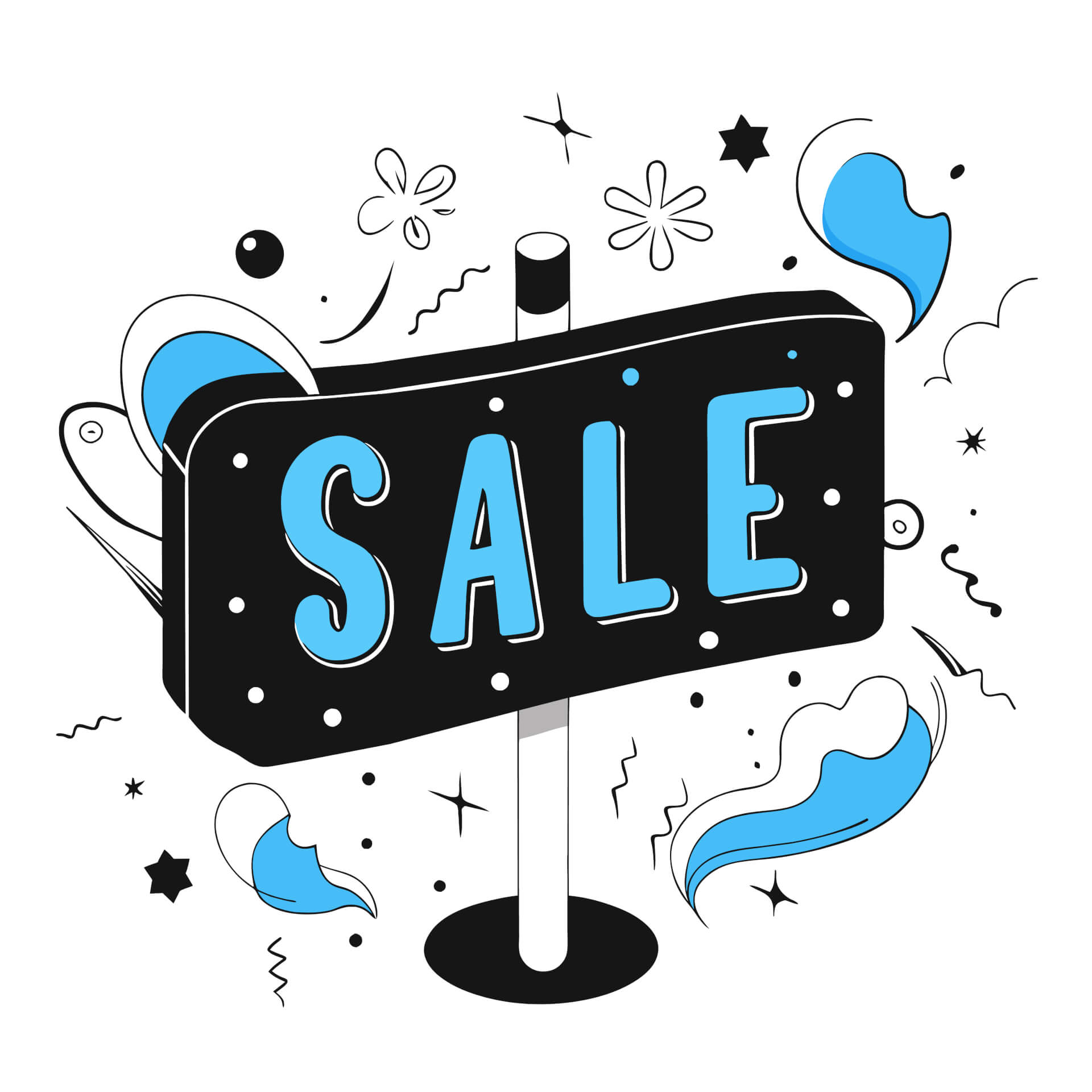 Abstract Illustration of a sign with SALE written on it.
