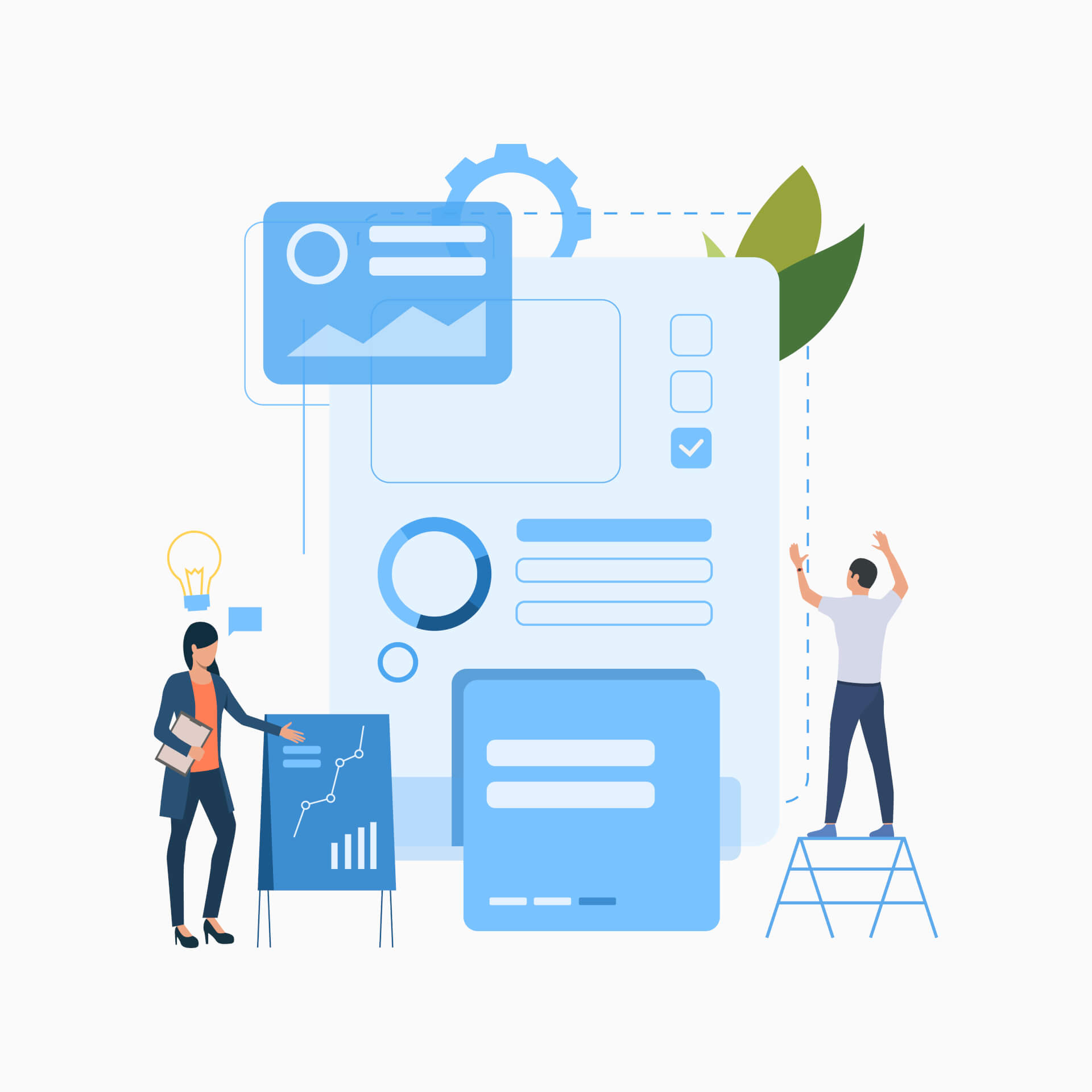 Abstract Illustration of a Man and Woman designing Webpage