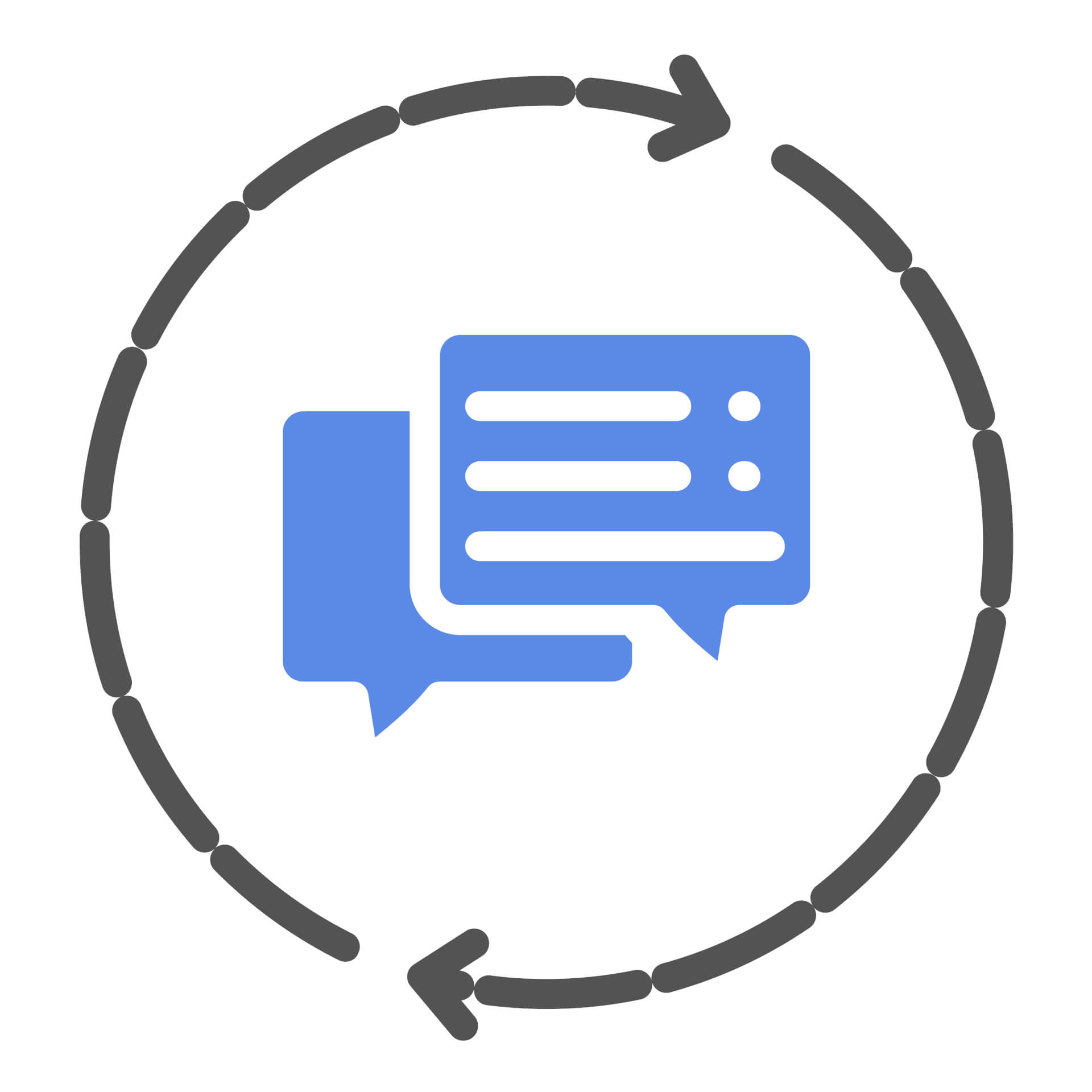 Vektordesign eines Feedback-Loops in Blau und Grau